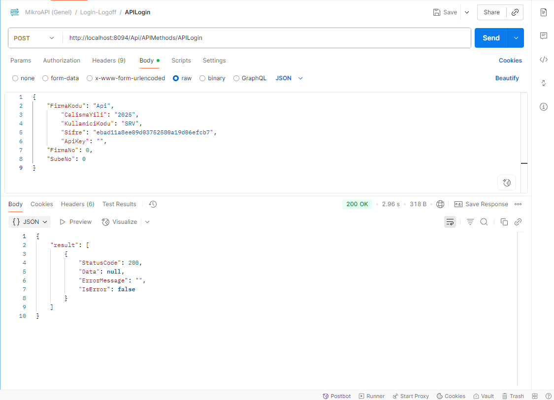 Postman Test Login